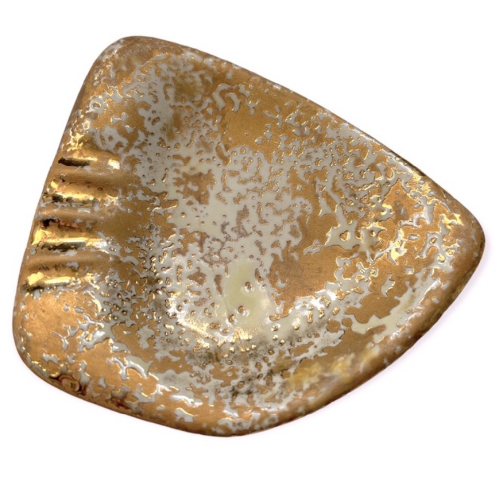 Vintage 22K Gold Speckle Ash Tray Trinket Dish Ashtray